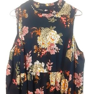 Bobeau floral cold shoulder top